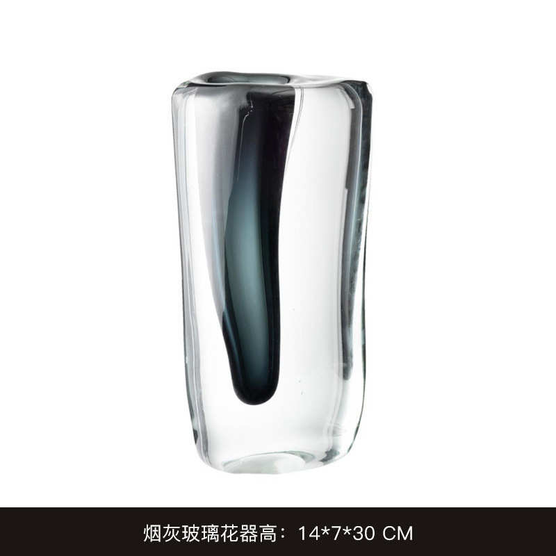 烟灰色电视柜插花极简约花瓶轻式透明客厅餐桌简意器奢旁现代玻璃