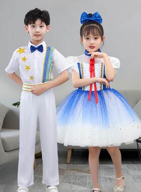 儿童合唱表演服、中小学生诗歌朗诵表演服、幼儿园女生裙裙舞蹈服