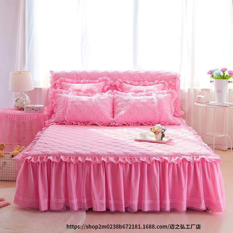 加厚裙四套纯韩版蕾丝公主1.8件m1.5无品牌/米色2米2.2米床罩婚庆