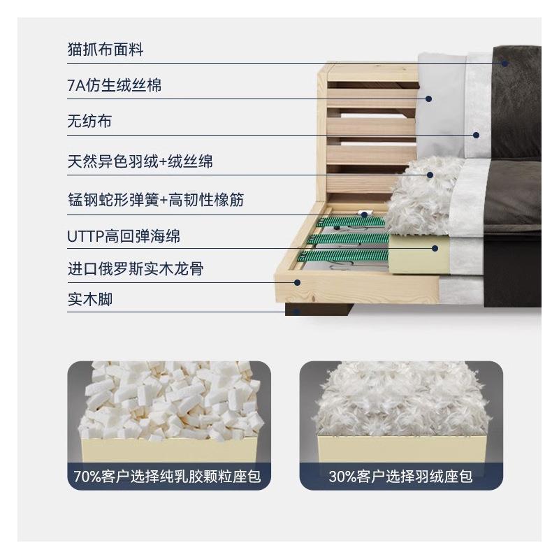 帆船猫爪布沙发意式极简小户型客厅现代简约三人位直排布艺沙发