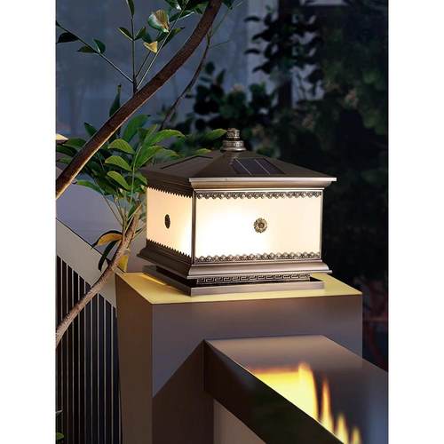 柱头灯太阳能接电两用户外防水别墅大门围墙门柱灯庭院灯中式全铜