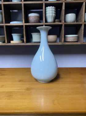 高档汝宋美学瓷汝窑文创小摆件中式式国风插花瓶器宿陶瓷装民饰工