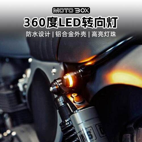 摩托车改装复古LED方向灯 银色360转向灯配件幼狮500适用