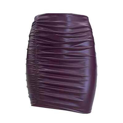 hot pleated leather hip-hugging stretch skirt skirt Womens
