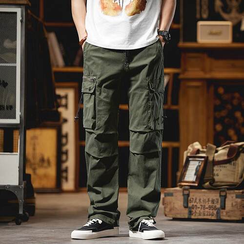 Men's outdoor straight leg pants high street elastic work