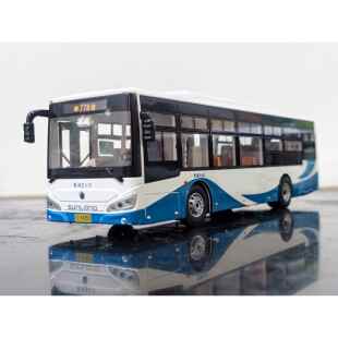 正品1:4电3玩 北京公交模型 福田客车定双层巴士祥云蓝北大公交车