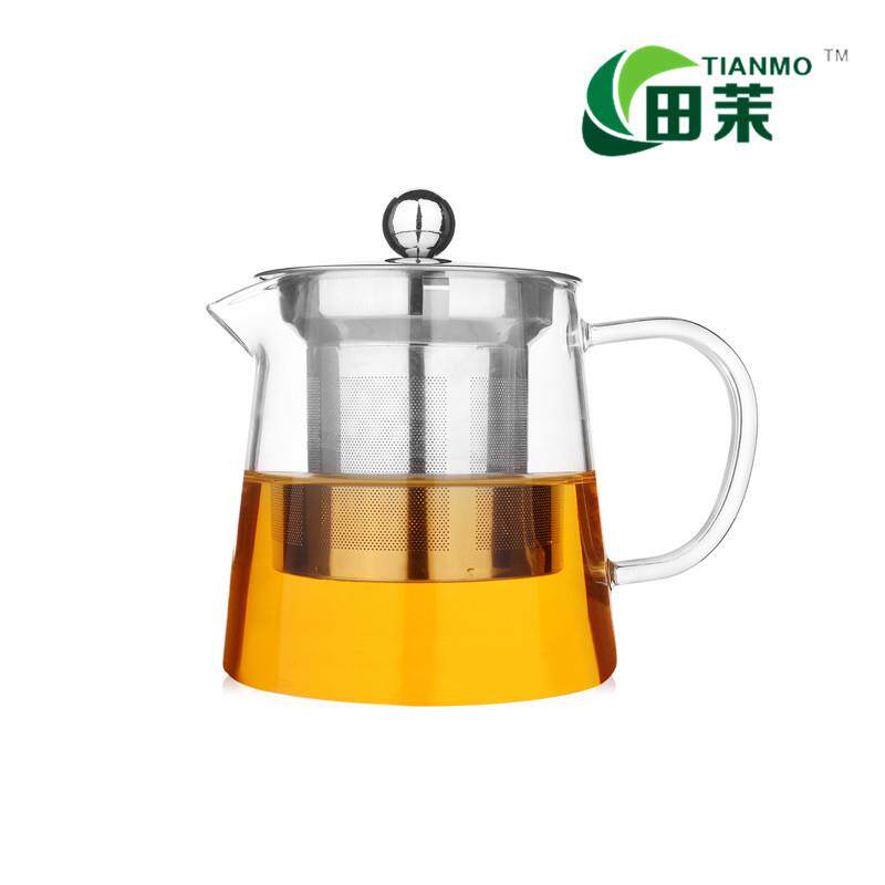 厂家供应三角直身钢漏壶高硼硅玻璃花茶壶不锈钢过滤功夫茶壶耐热