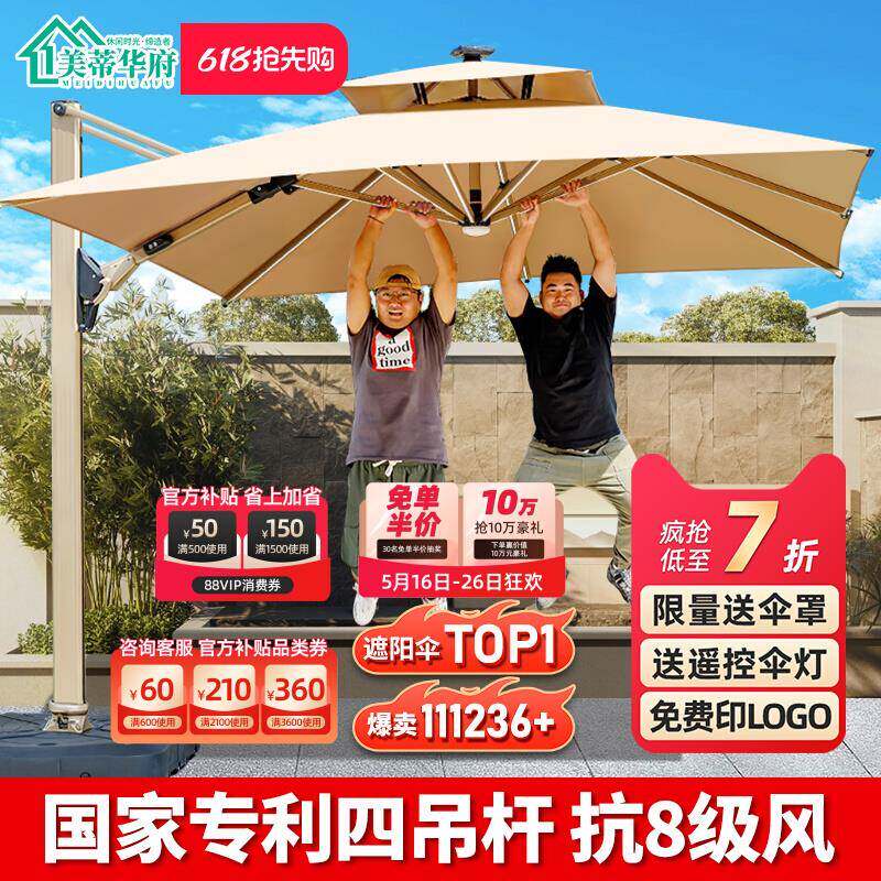 户外遮阳伞庭院伞露天阳台别墅花园大太阳伞棚商用室外摆摊罗马伞