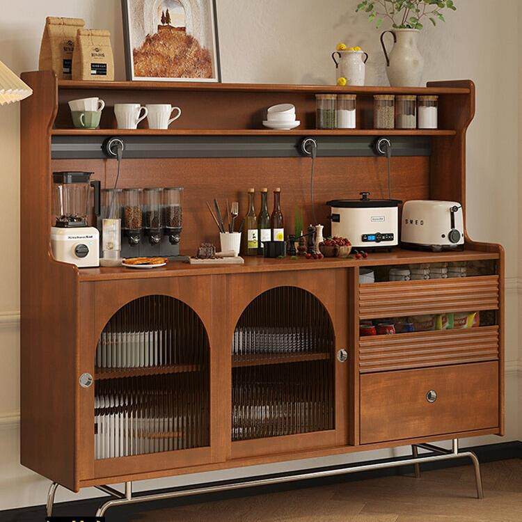北欧实木餐边柜小户型客厅靠墙收纳中古储物柜家用餐厅玻璃玄关柜