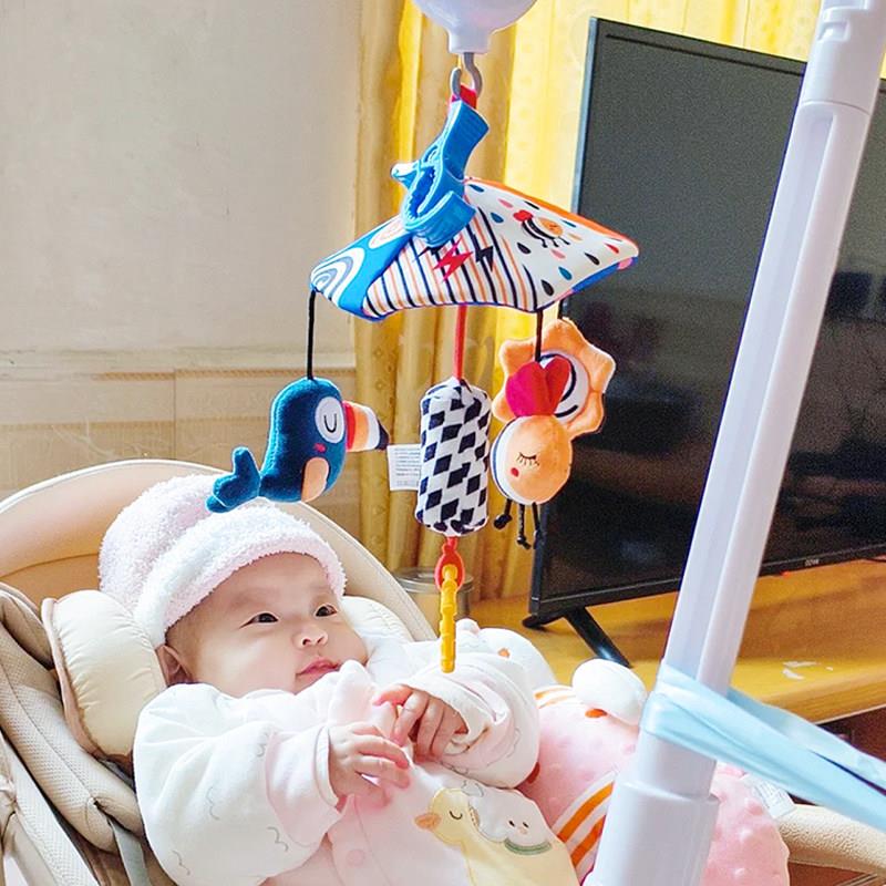 新生婴幼儿悬挂可旋转音乐床铃床挂宝宝推车挂件益智毛绒安抚玩具