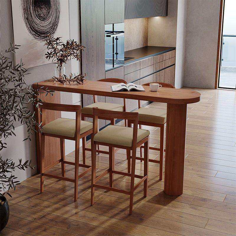 岛纯木靠墙吧实台桌家用长条厅窄高脚NTT桌子玄关客隔断小吧台台