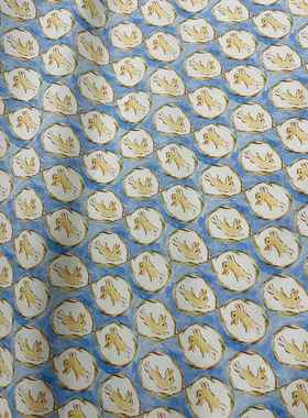 109号 纯棉布料数码印花 蓝色奔跑兔二十支六十支自选连衣裙包包