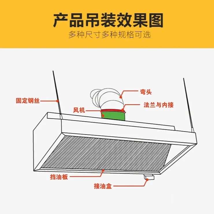抽油烟机不锈钢烟罩油烟机商用大吸力风机厨房油烟罩饭店餐厅