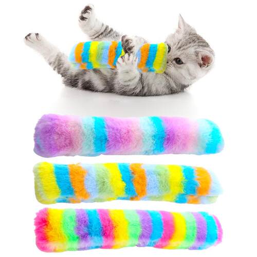 宠物用品长毛绒条抱枕内含猫薄荷响纸耐啃咬自嗨陪伴猫咪玩具