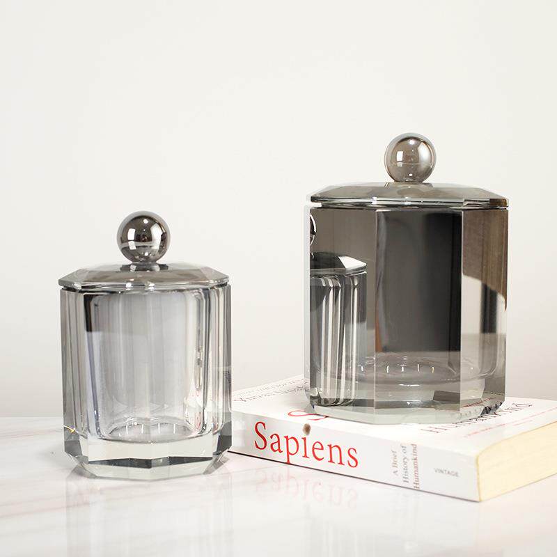 轻奢创意几何设计感现代人造水晶储物罐工艺品家居样板房装饰品摆