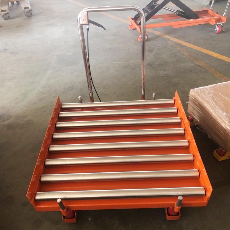 5001000kg滚式平台车辊筒升车降手动液/压升高滚轮筒珠电动磨具车