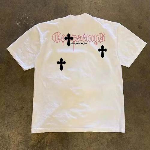 ZLT潮牌230g纯棉重磅T恤男士潮流卡通印花十字架短袖夏季圆领半袖