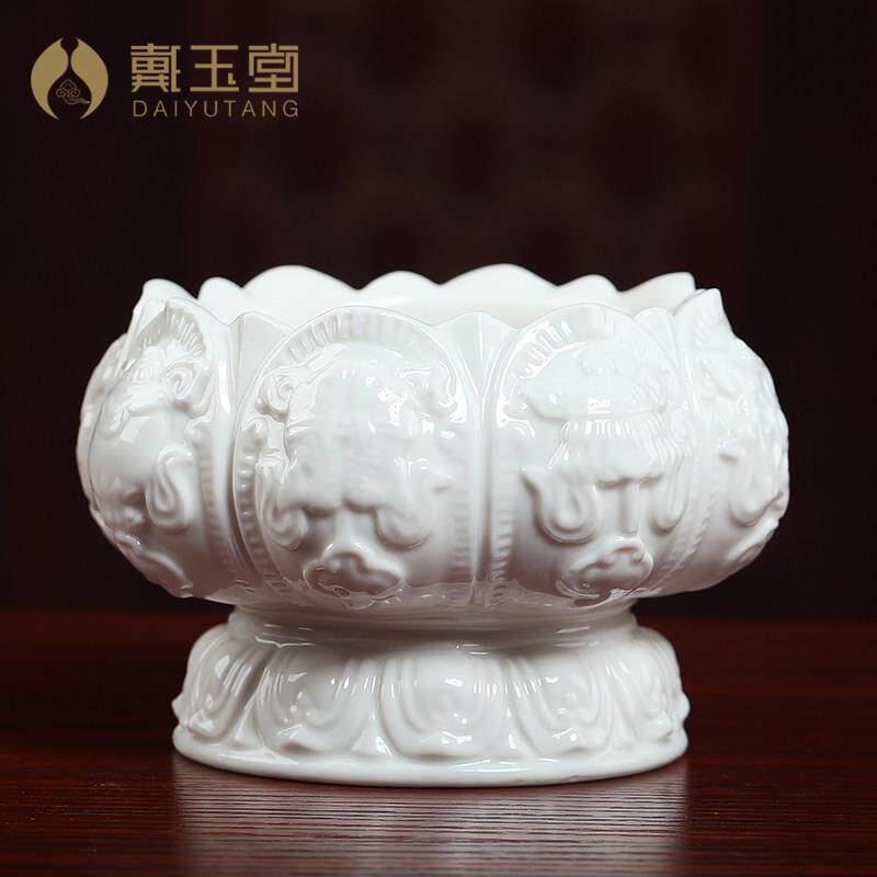 戴玉堂陶瓷摆饰《八吉祥佛具用品》德化白瓷香炉供奉供佛家用室内