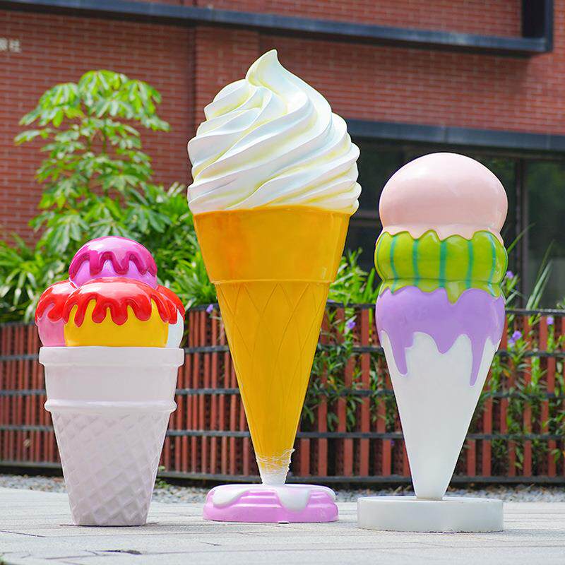 户外仿真冰淇淋甜筒雪糕雕塑模型商场奶茶甜品店铺门口网红大摆件