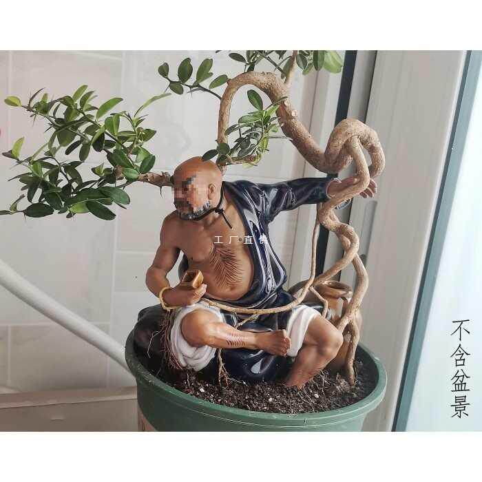 鲁智深陶瓷摆件倒拔杨柳家居盆景盆栽假山造景水浒传人物装 - 实物图