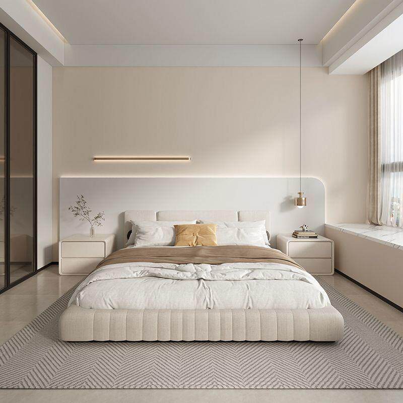 多功奶油能风小型实木床罗头柜卧室简约现创意极代简轻奢UYF感加