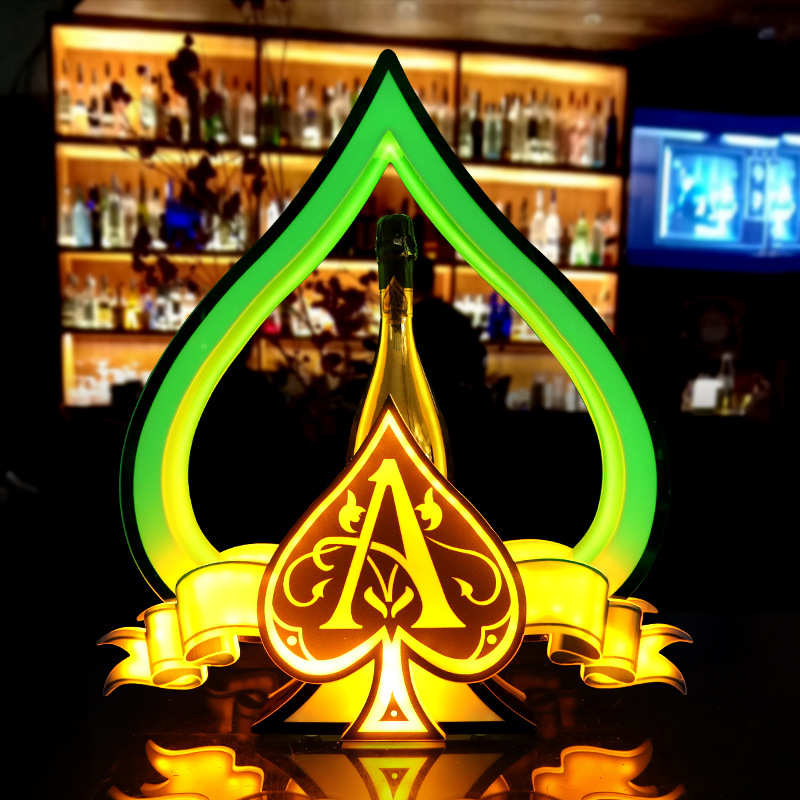 酒吧发光酒座黑桃皇后酒座LED出酒道具KTV酒托红酒洋酒香槟展示架