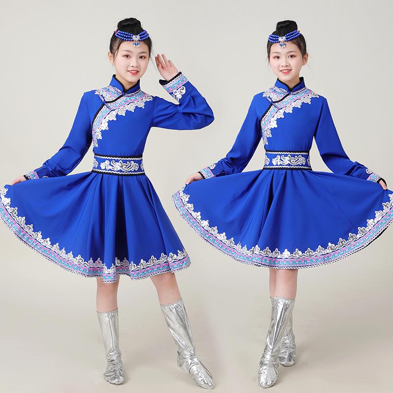 高档服儿童蒙古舞蹈演出少民族服族装蒙筷子舞六一舞台表演数服男