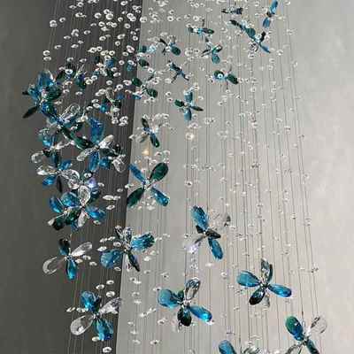 欧现代简约轻式奢433复楼式楼蝴蝶水转晶吊灯旋梯跃层客厅豪华别