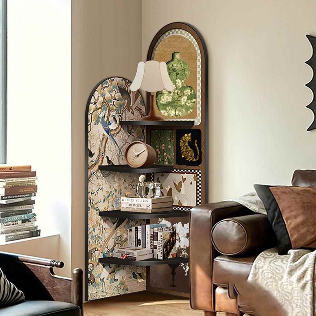 角中古落地摆件客厅电视柜旁边装饰转柜风复古置物三架多F989JT9M