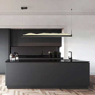 现代简约新中式 全铜餐厅长条吊灯轻奢创意样板房茶室岛台吧台灯具