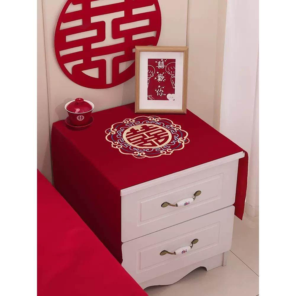 中式结婚床头柜盖布喜庆印花绸缎布艺盖巾喜字婚礼卧室婚房装饰,居家布艺,床头柜盖布,淘宝优惠券,粉丝福利购,淘宝优惠卷
