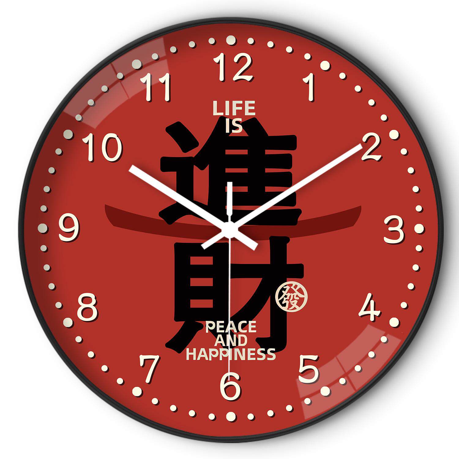 【16英寸40cm】春节款喜庆中国风挂钟客厅卧室挂墙创意静音时钟表
