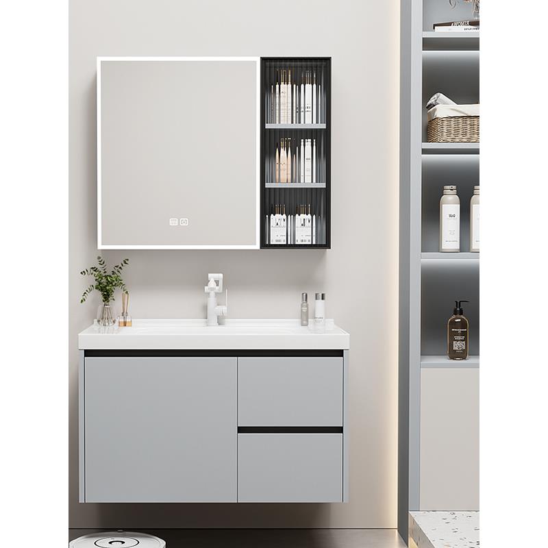 太空铝蜂窝浴室柜组合陶瓷一体盆洗手盆卫生间洗脸盆柜抽屉洗漱台