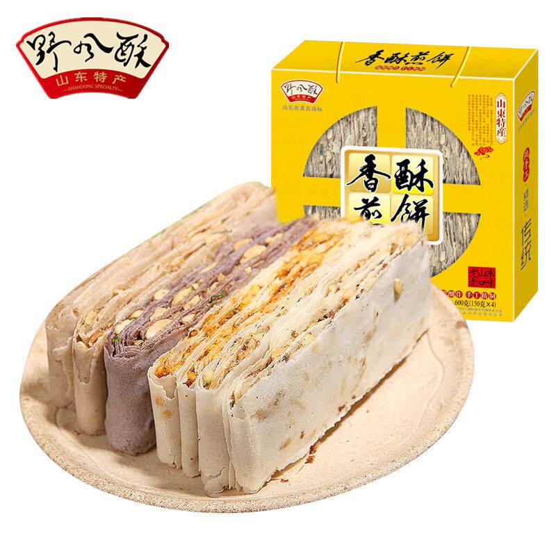 山东特产香酥煎饼野风酥花生夹心零食美食独立早餐薄脆手提礼盒