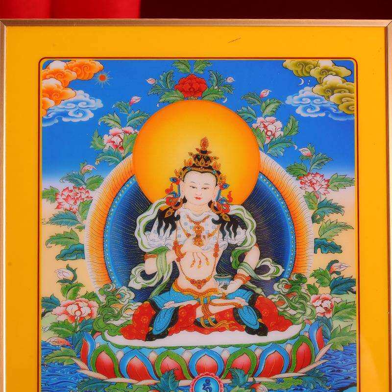 藏式金刚萨埵铂金实木烤漆相框摆件挂画装饰画家用十相自在唐卡图