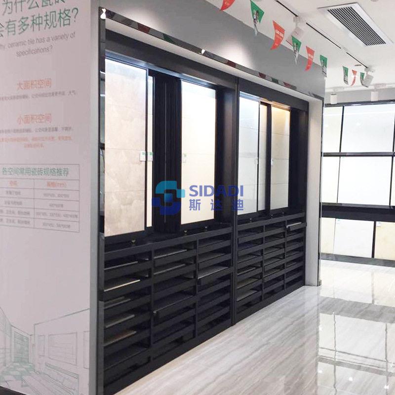 多功能瓷砖展示架推拉式木地板展示柜可移动石材样品展柜抽屉柜子