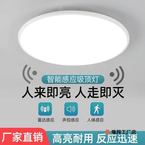 led雷达人体感应吸顶灯走廊楼梯楼道过道卫生间阳台声光控三防灯