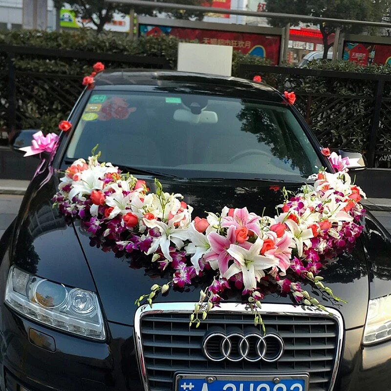 南阳婚车 鲜花装饰南阳花店扎婚车婚车扎花花车车头装饰真花速递