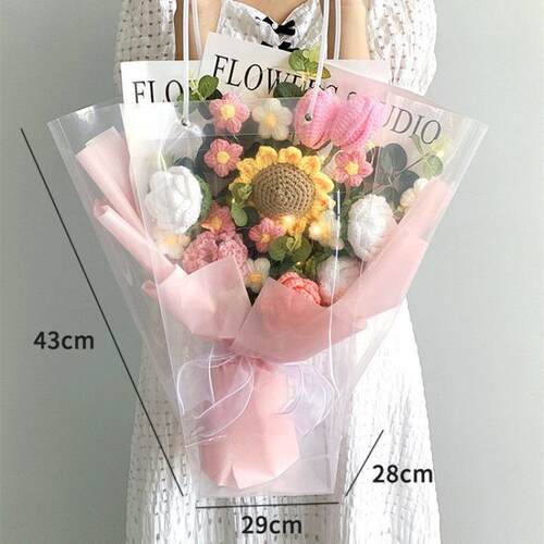 针织毛线向日葵仿真花成品手工编织花束大束女朋友生日情人节