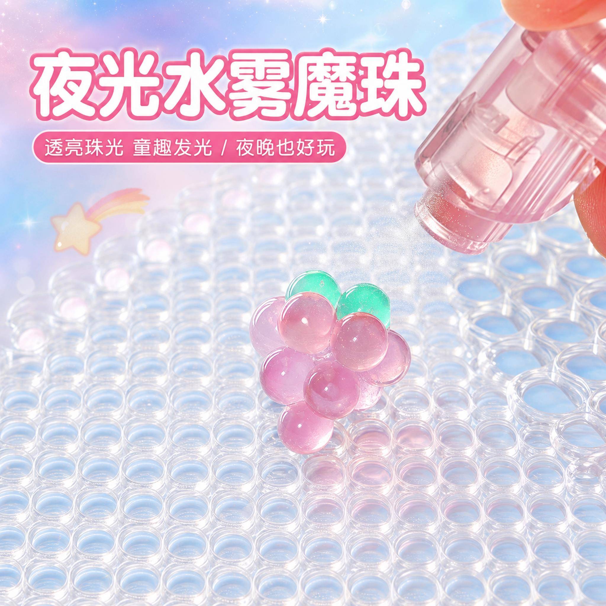 神奇夜光水雾魔法珠儿童趣味手工diy材料水溶豆女孩益智玩具礼物