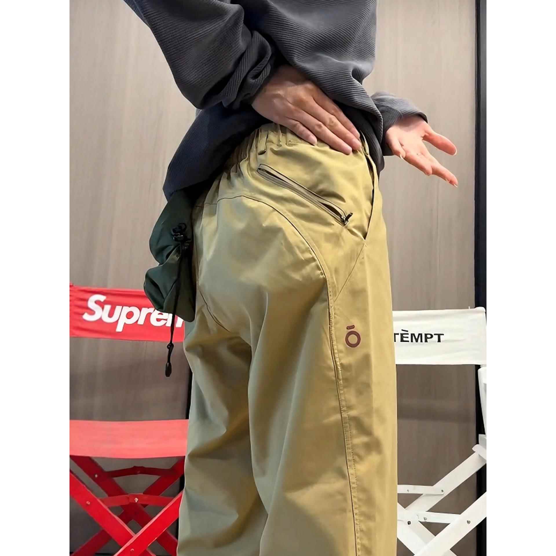 拉炼工装裤男士春秋季美式潮牌三防锥形登山裤子设计感修身冲锋裤
