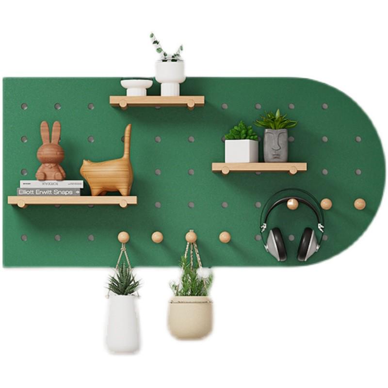 7K实木洞洞板定 制墙面装饰隔板木质书架挂板入户玄关收纳展示置