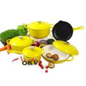 pot 珐琅锅五件套 set iron enamel 铸铁搪瓷锅炊具套装 Cast