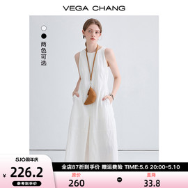 VEGA CHANG无袖连衣裙女2024年夏季简约时尚气质背心长裙子