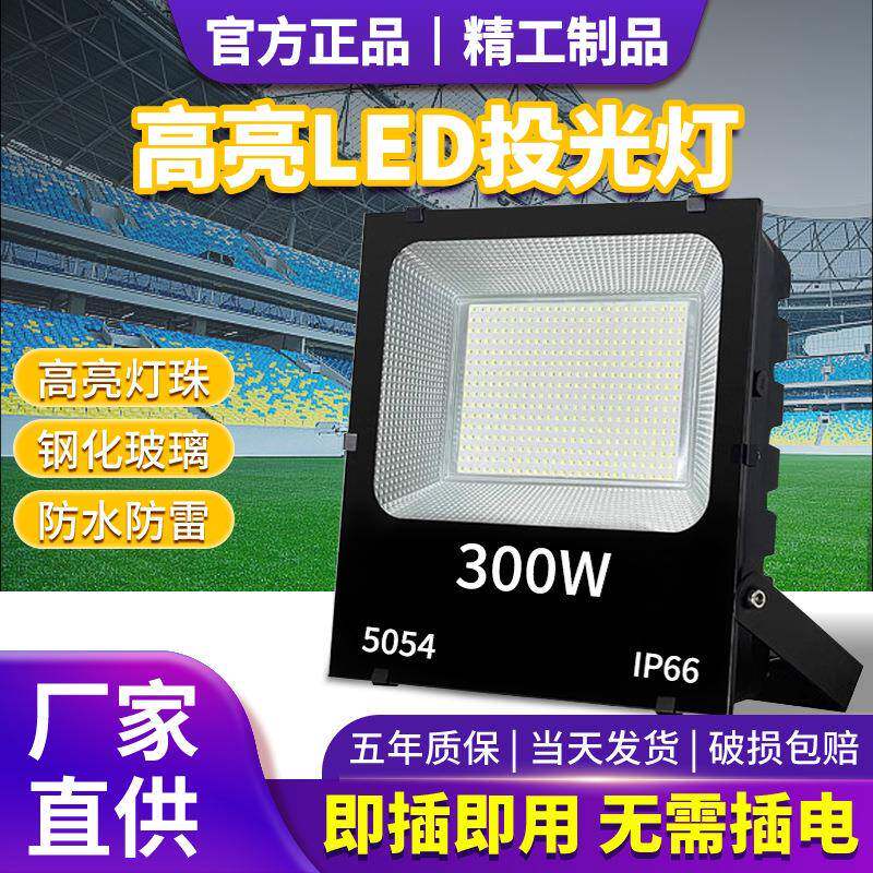 工地工程夜市摆摊移动插电LED投光灯庭院50W探照灯带电线照明灯