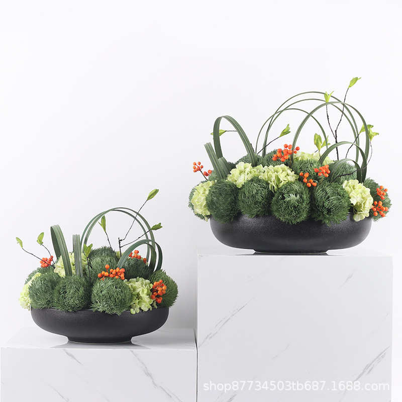 新中式仿真花艺假花盆景绿植摆件客厅家居售楼部茶几玄关软装饰品