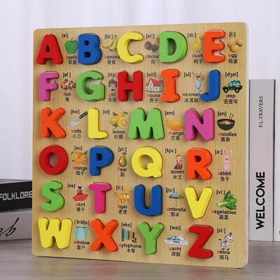 3D Puzzles Wooden Learning Toys for Kids Alphabet Animal