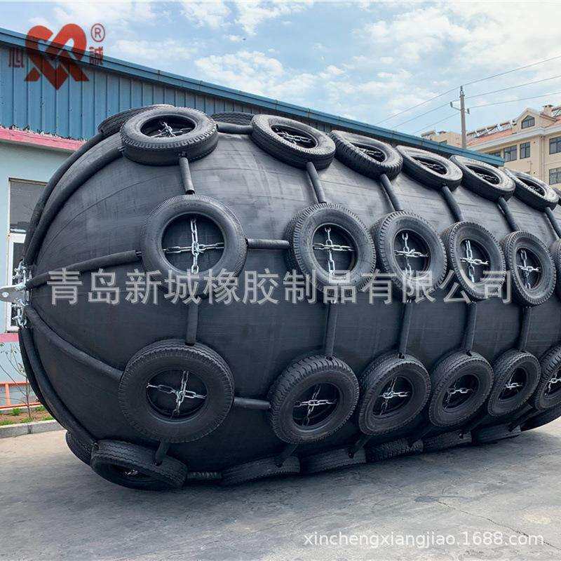 充气橡胶碰垫3300x4500mm轮胎链条缠绕船用充气碰垫护舷生产厂家