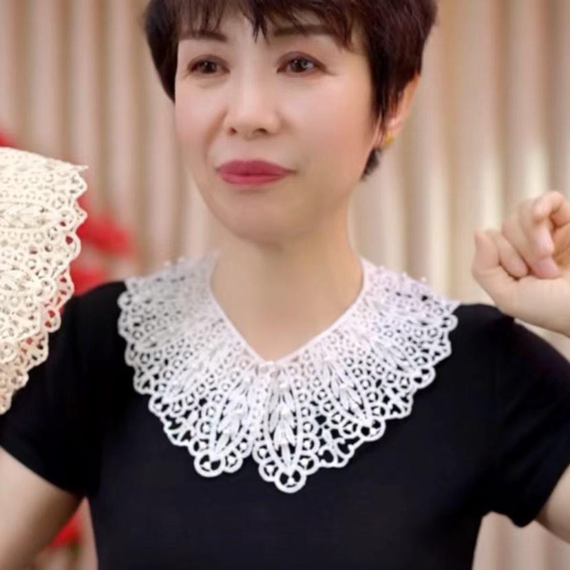 【贝珠蕾丝假领】韩版花边女士镂空木棉丝披肩秋季防晒假领子百搭
