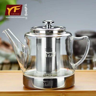 雅丰加厚玻璃茶壶耐热茶壶电磁炉加热不锈钢过滤器大容量水壶